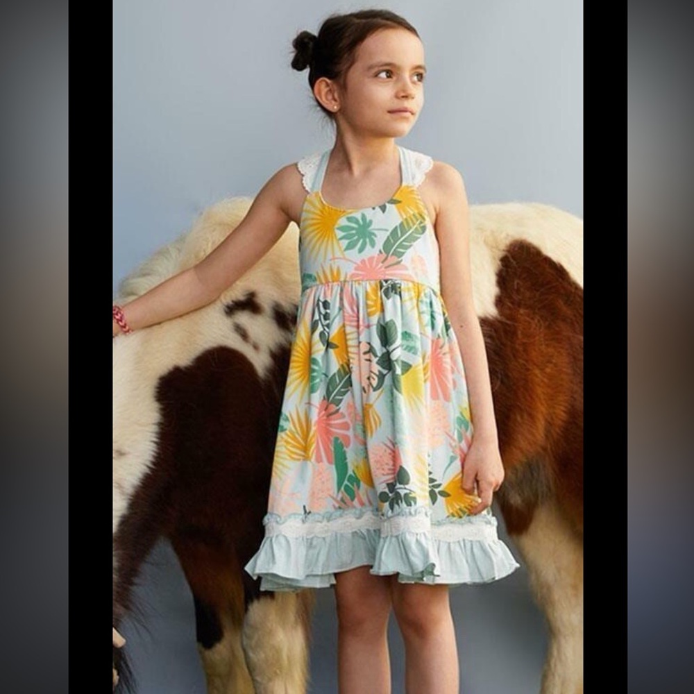 Matilda Jane Dream Chasers Jungle Adventures Floral Kids Dress with Lace Straps